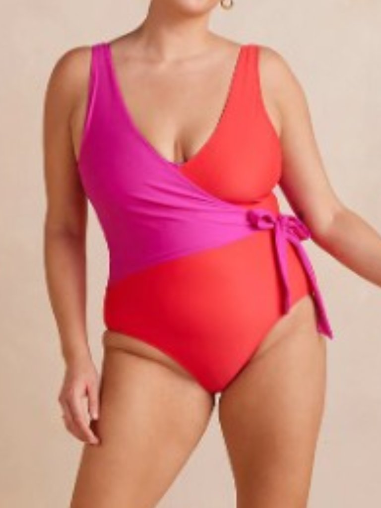 Summersalt Brant Women's Size 18 Perfect Wrap One Piece Swimsuit Pink/Red